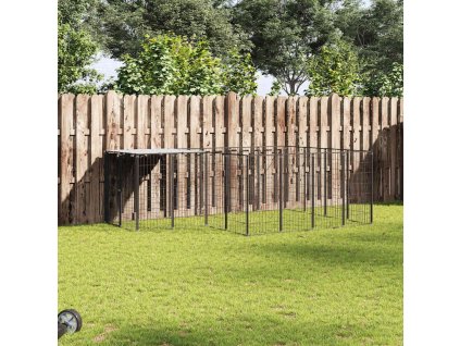 Psí kotec černý 6,05 m² ocel 3082205