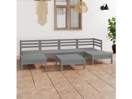 7dílná zahradní sedací souprava šedá masivní borovice 3083341