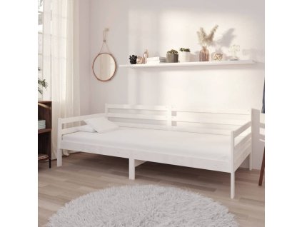 Válenda s matrací 90 x 200 cm bílá masivní borové dřevo 3083595