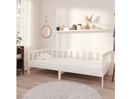 Válenda s matrací 90 x 200 cm bílá masivní borové dřevo 3083605