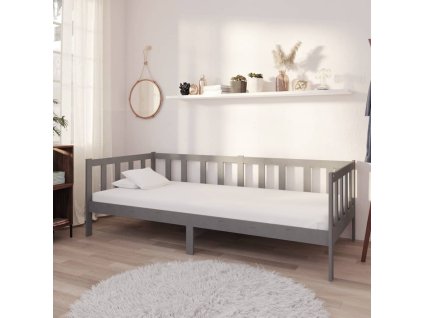 Válenda s matrací 90 x 200 cm šedá masivní borové dřevo 3083626
