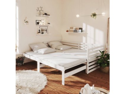 Výsuvná denní postel 2 × (90x200 cm) bílá masivní borové dřevo 3083670