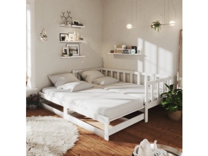 Výsuvná denní postel 2 × (90x200 cm) bílá masivní borové dřevo 3083710