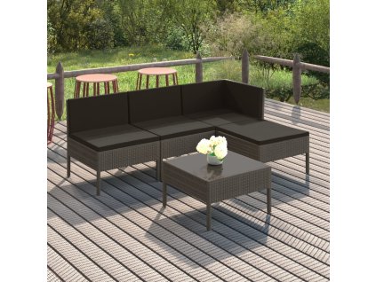 5dílná zahradní sedací souprava s poduškami polyratan šedá 3094366