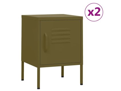 Noční stolky 2 ks olivově zelené 35 x 35 x 51 cm ocel 3095205
