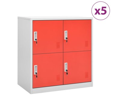 Uzamykatelné skříně 5 ks světle šedé a červené 90x45x92,5 cm 3095229
