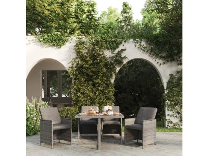 5dílný zahradní jídelní set s poduškami polyratan šedý 3095509