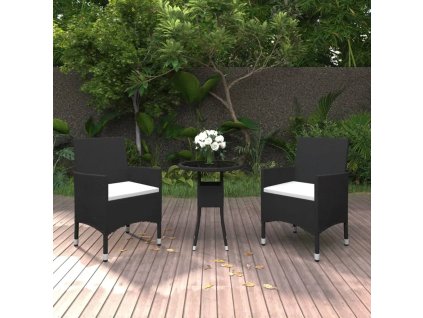 3dílný zahradní bistro set polyratan a tvrzené sklo černý 3095901