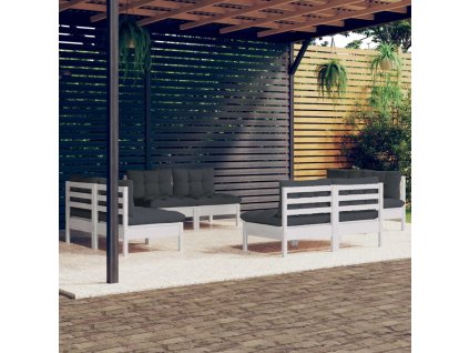 8dílná zahradní sedací souprava a antracitové podušky borovice 3096041