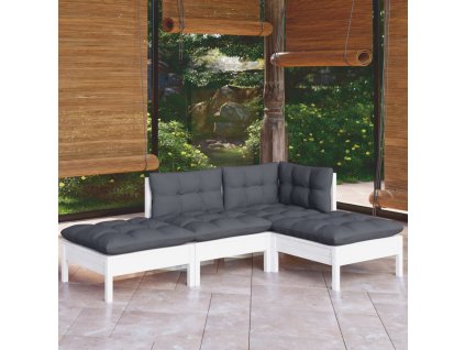 4dílná zahradní sedací souprava s poduškami masivní borovice 3096287