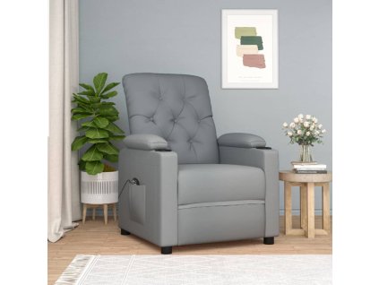 Elektrické polohovací křeslo světle šedé textil 3098839
