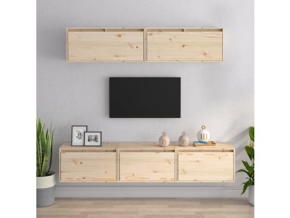 Sada 5 kusů TV skříněk z masivního dřeva borovice 3100149