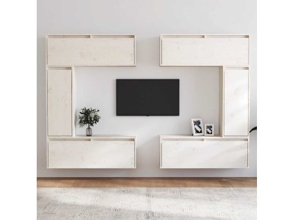 TV skříňky 6 ks bílé masivní borové dřevo 3100200