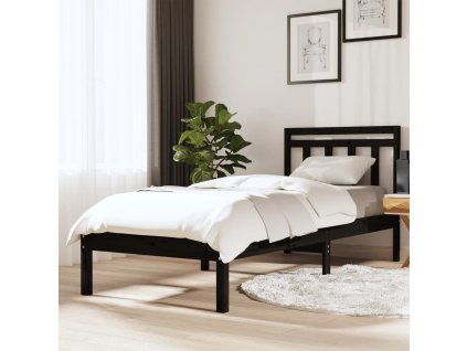 Rám postele černý 75 x 190 cm Small Single masivní dřevo 3100553