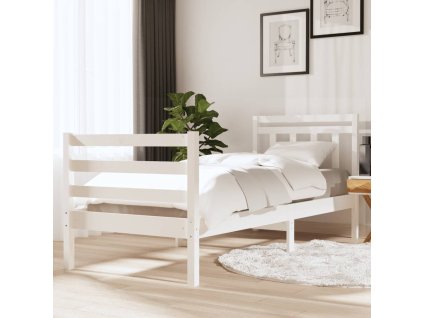 Rám postele bílý 90 x 190 cm Single masivní dřevo 3100620