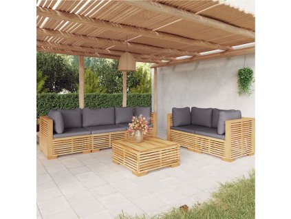 6dílná zahradní sedací souprava s poduškami masivní teak 3100872