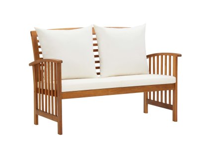 Zahradní lavice s poduškami 119 cm masivní akáciové dřevo 310260