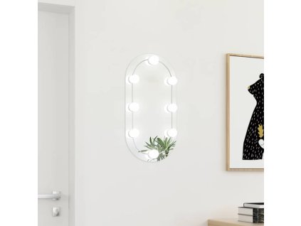 Zrcadlo s LED světly 60 x 30 cm sklo oválné 3102974
