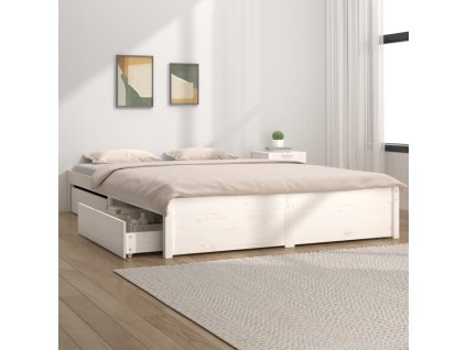 Rám postele se zásuvkami bílý 150 x 200 cm King Size 3103519