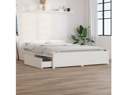 Rám postele se zásuvkami bílý 150 x 200 cm King Size 3103565