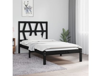 Rám postele černý masivní borovice 75 x 190 cm malé jednolůžko 3103962