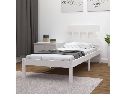 Rám postele bílý masivní dřevo 100 x 200 cm 3104729
