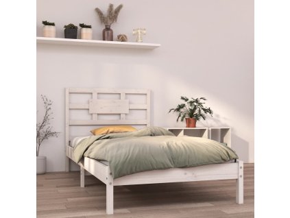 Rám postele bílý masivní dřevo 90 x 190 cm jednolůžko 3105631