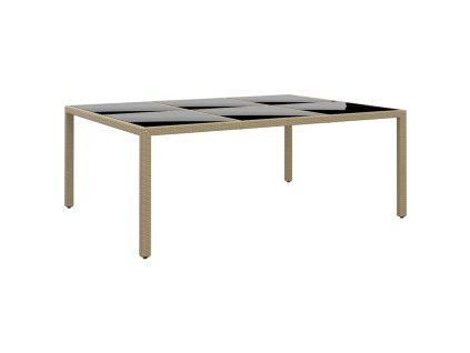 Zahradní stůl 200 x 150 x 75 cm tvrzené sklo a polyratan béžový 310588