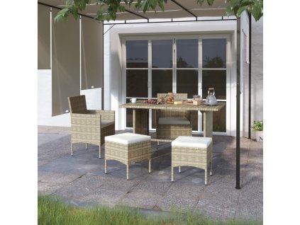 4dílná zahradní souprava křesel a podnožek polyratan béžová 310612