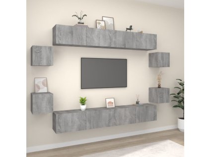 8dílný set TV skříněk šedý sonoma kompozitní dřevo 3114228
