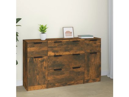 3dílná sada příborníků kouřový dub kompozitní dřevo 3115825