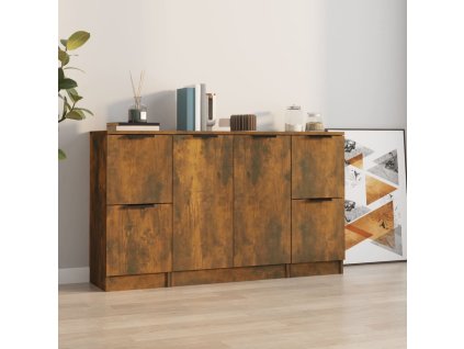 Příborníky 3 ks kouřový dub kompozitní dřevo 3115849