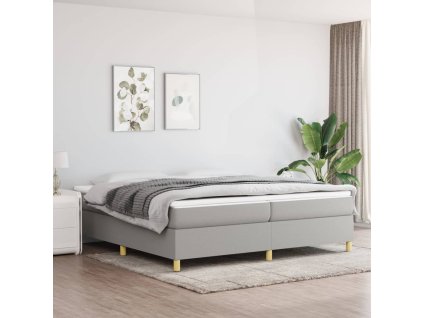 Rám postele bez matrace světle šedý 200 x 200 cm textil 3120985