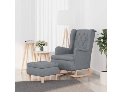 Houpací křeslo se stoličkou světle šedé textil 3121272