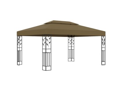 Altán s dvojitou střechou 3 x 4 m taupe 180 g/m² 312244
