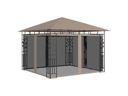 Altán s moskytiérou 3 x 3 x 2,73 m taupe 180 g/m² 312251