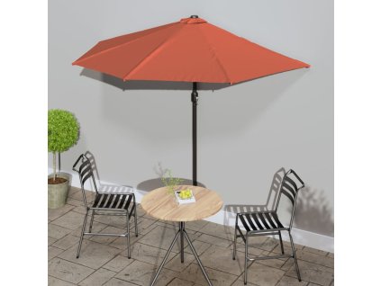 Slunečník na balkon hliníková tyč cihlový 270x144x222cm půlkruh 312499