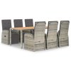 7dílný zahradní jídelní set s poduškami šedý polyratan 3157595