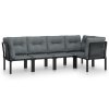 5dílná zahradní sedací souprava černá a šedá polyratan 3187753