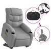 Zvedací masážní polohovací křeslo světle šedé textil 3206654