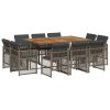 11dílný zahradní jídelní set s poduškami šedý polyratan 3210854