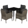 5dílný zahradní jídelní set s poduškami šedý polyratan 3211949