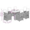 7dílný zahradní jídelní set s poduškami černý polyratan 3212198