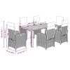 7dílný zahradní jídelní set s poduškami černý polyratan 3212472