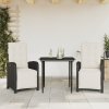 3dílný bistro set s poduškami černý polyratan 3212514