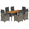 7dílný zahradní jídelní set s poduškami šedý polyratan 3212916