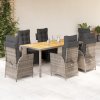 7dílný zahradní jídelní set s poduškami šedý polyratan 3213348
