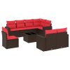 9dílná zahradní sedací souprava s poduškami hnědá polyratan 3251591