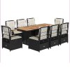 9dílný zahradní jídelní set s poduškami černý polyratan 3262925
