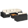 11dílná zahradní sedací souprava s poduškami černá polyratan 3266256